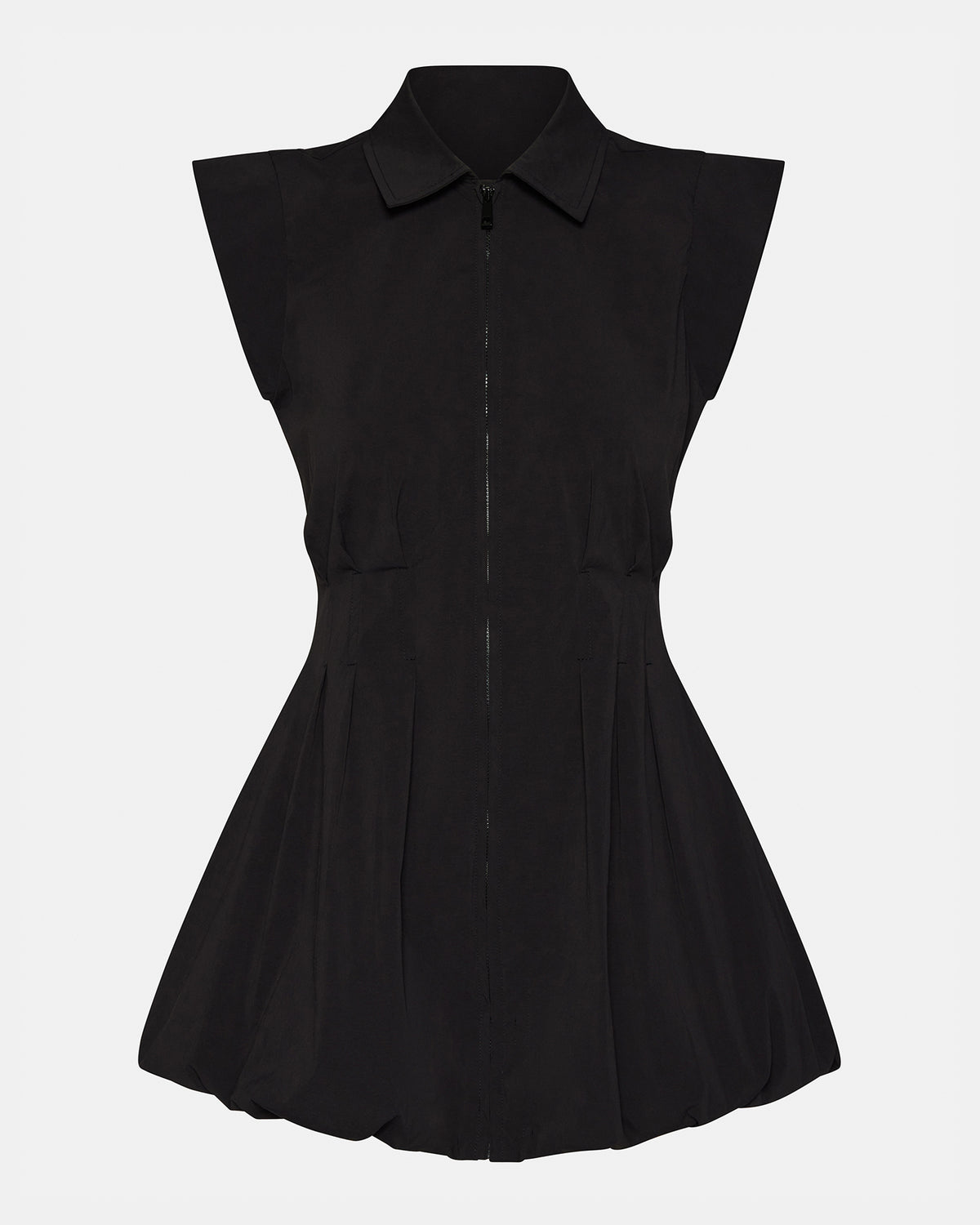 DYANNE Black Women's Zip-Front Bubble-Hem Dress | Steve Madden