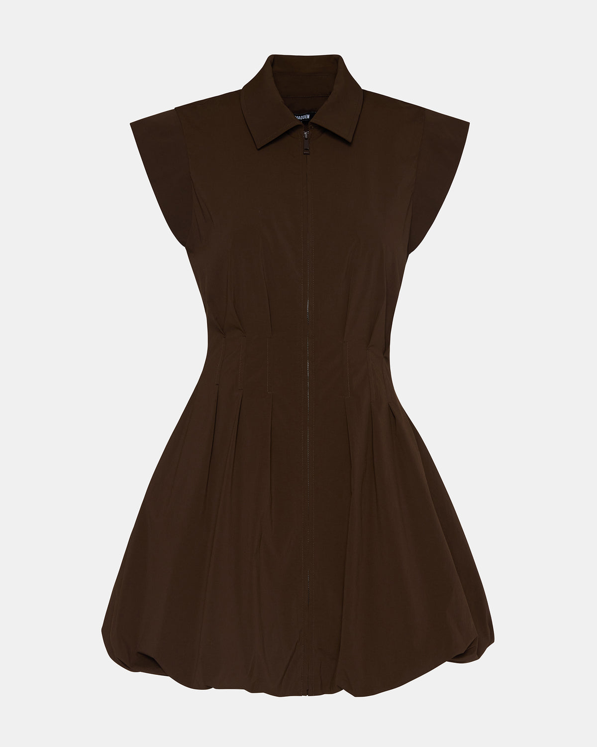 DYANNE Dark Espresso Women's Zip-Front Bubble-Hem Dress | Steve Madden