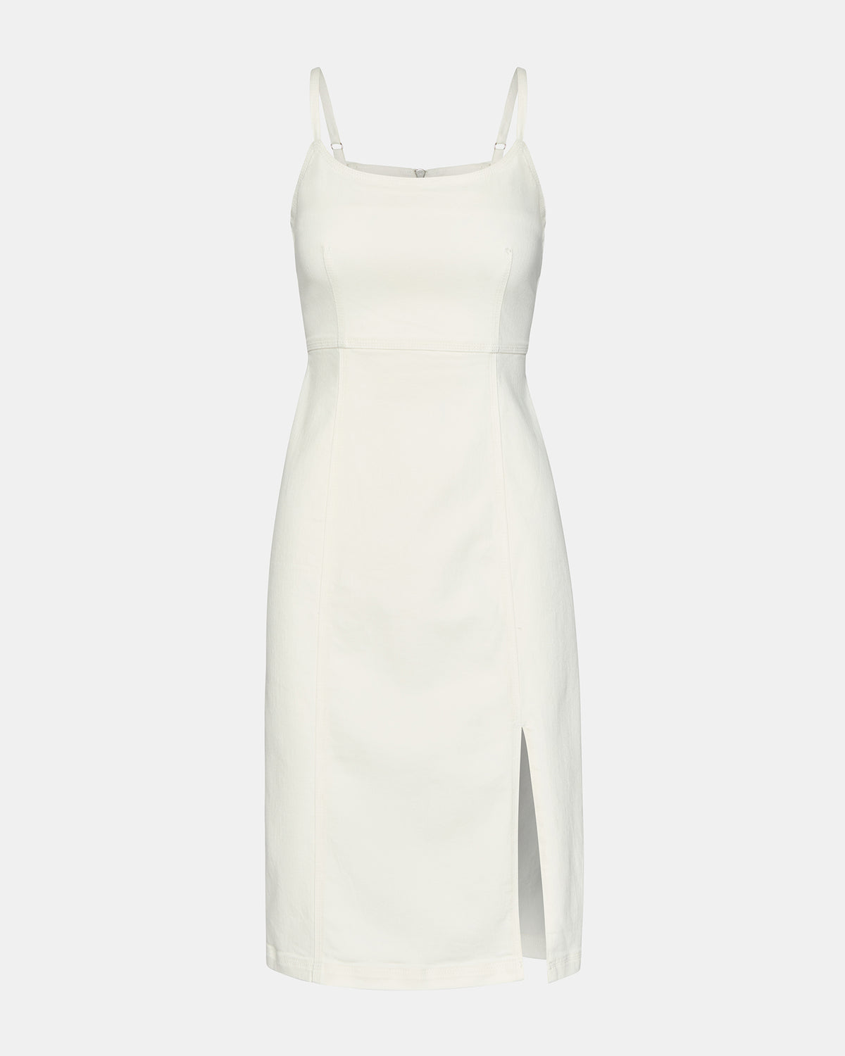 GISELLE White Denim Midi Women's Dress with Slit | Steve Madden