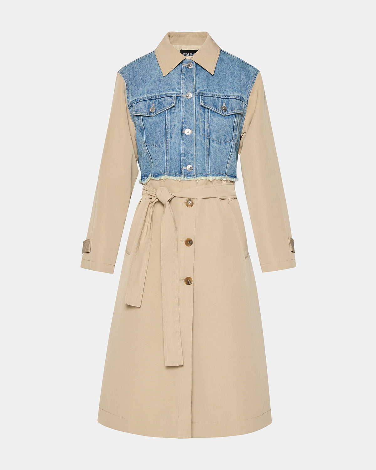SORAYA Denim Multi Women's Long-Sleeved Button-Up Coat | Steve Madden