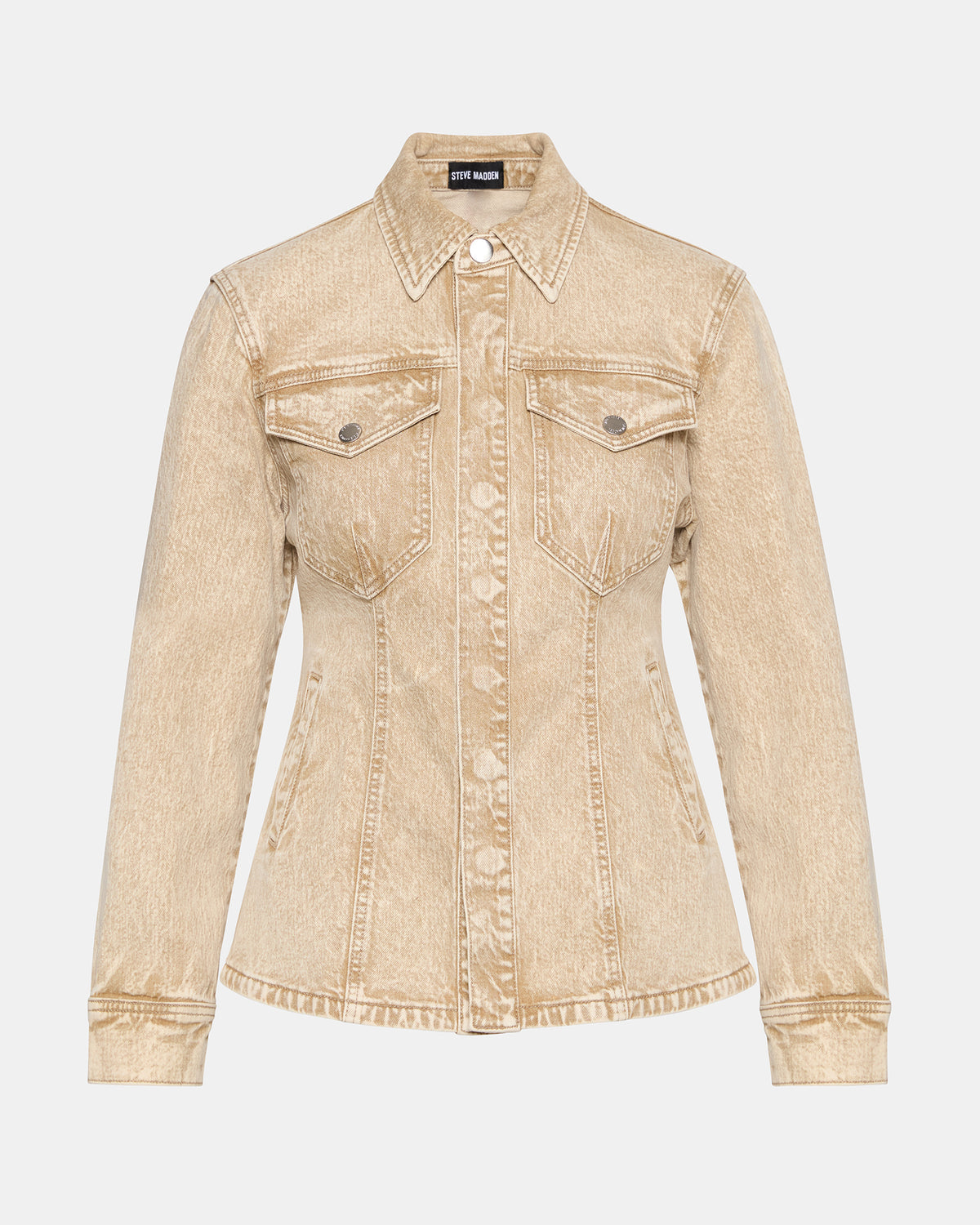 PARC Cafe Au Lait Long-Sleeved Button-Up Denim Women's Jacket | Steve Madden