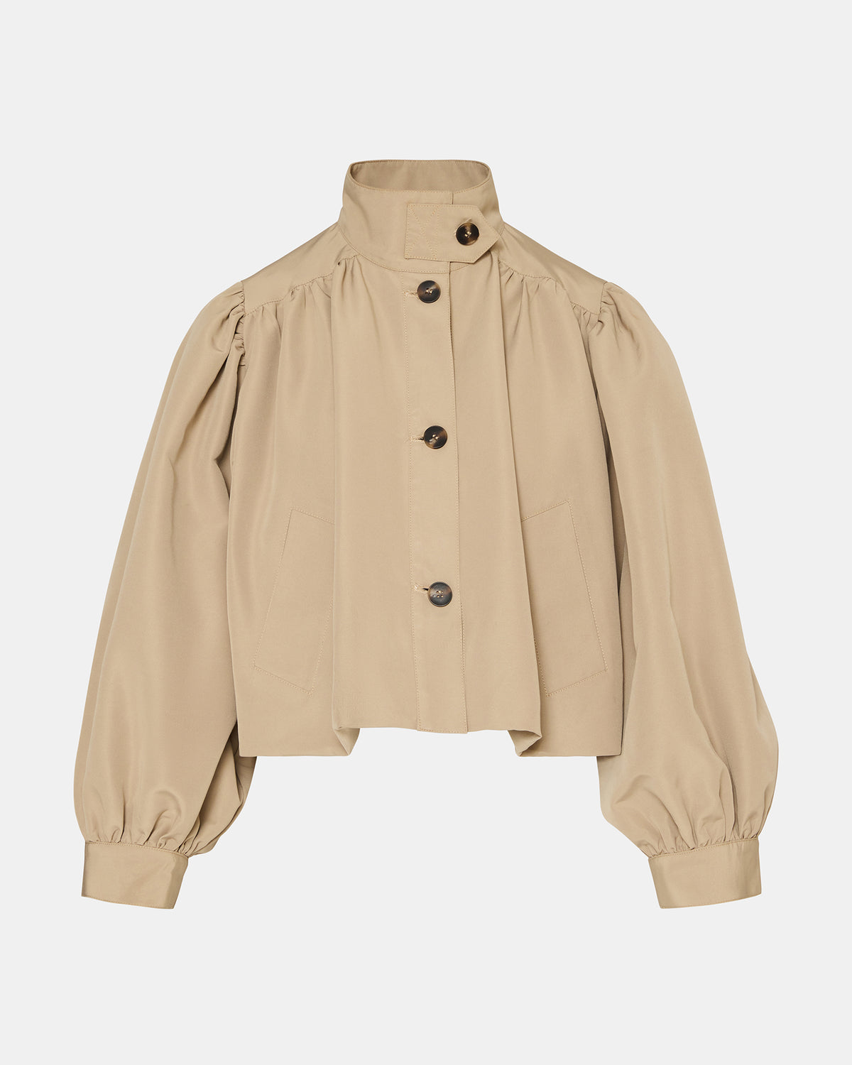 DEEDEE Tan Long-Sleeved Button-Up Collared Women's Jacket | Steve Madden