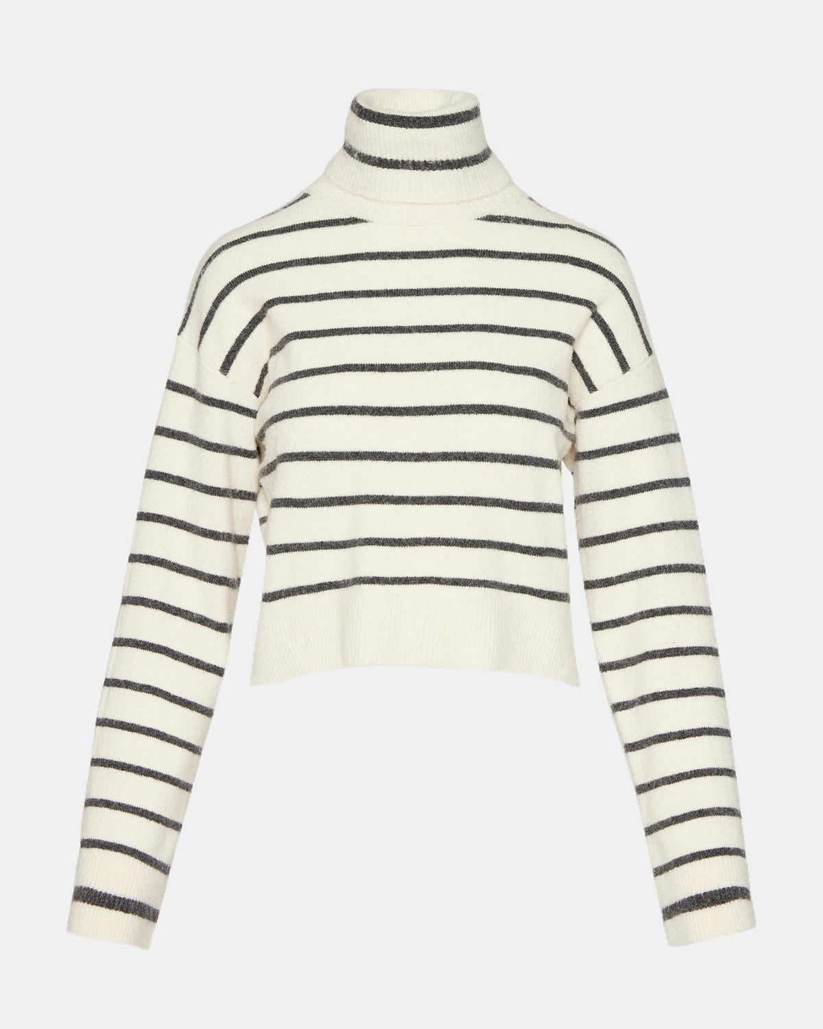 NARSHA Black/White Women's Turtleneck Stripe Sweater | Steve Madden