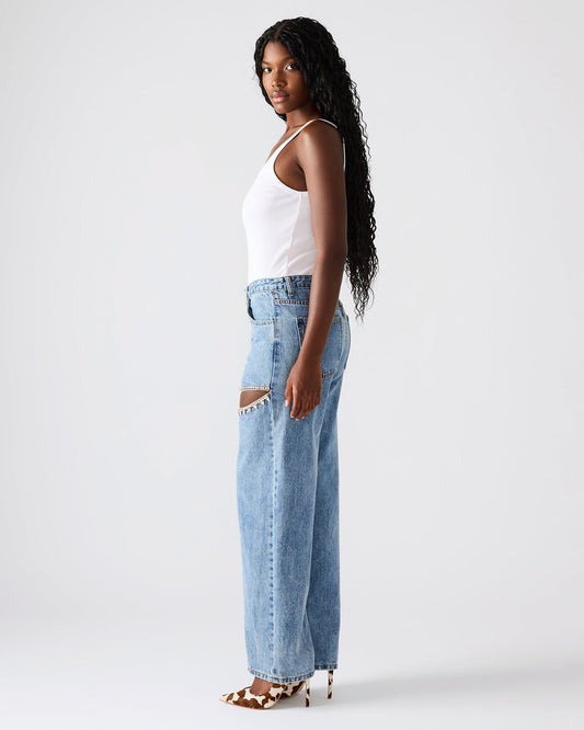 TAYLOR Jean Rhinestone Women's Cutout Jeans | Steve Madden