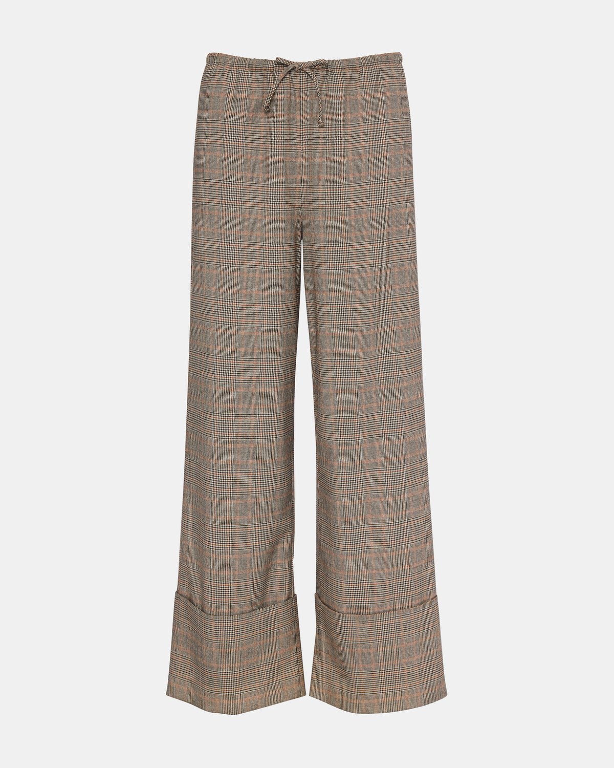IDRA Brown Pull-On Tie-Front Cuffed Plaid Women's Pants | Steve Madden