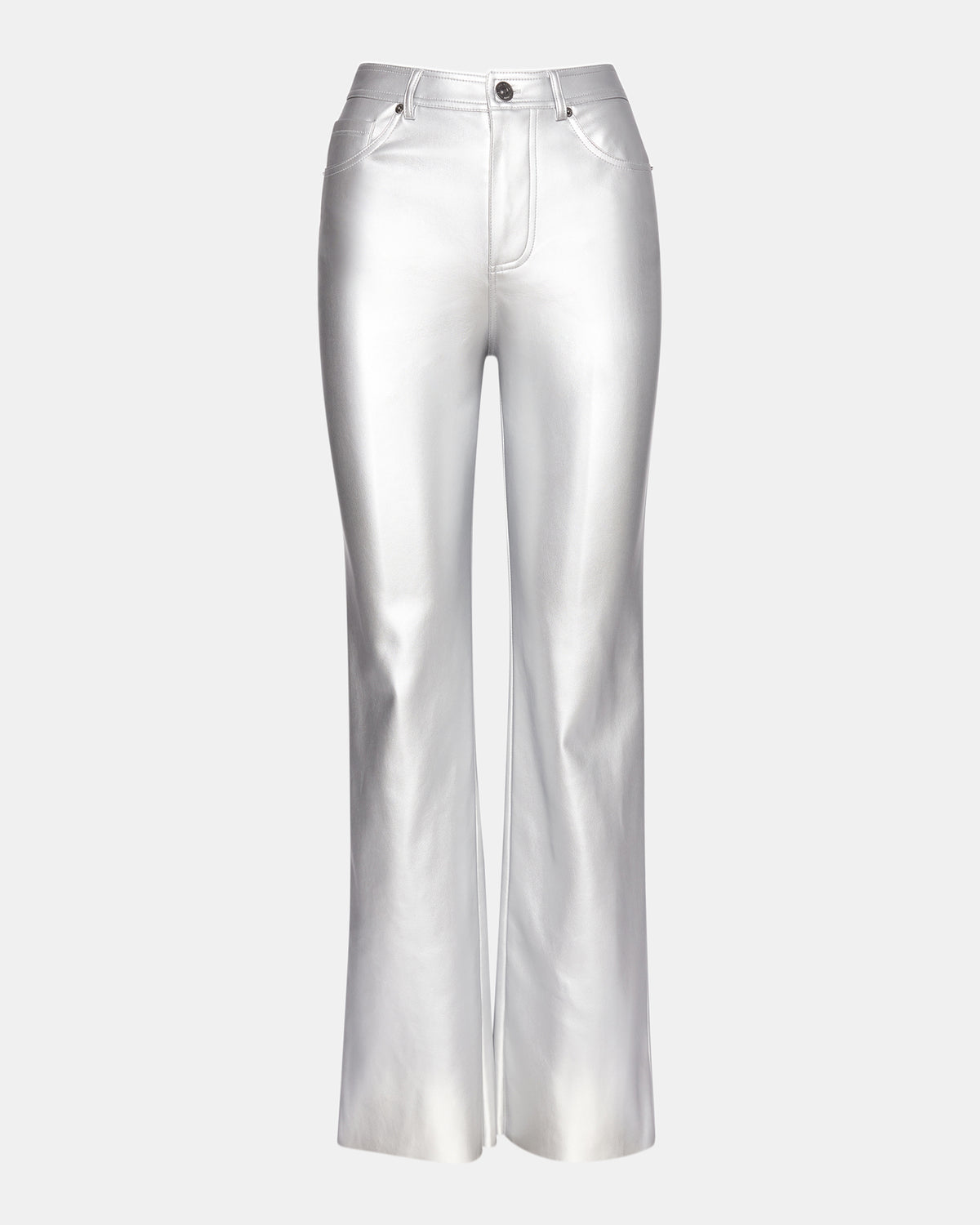 LOREN Pant Silver | Women's Faux Leather Straight Leg Pant | Steve Madden