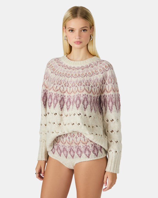 SUZETTE Multi Women's Fair Isle Long-Sleeved Pullover Sweater | Steve Madden