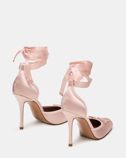 LARINA Pink Satin Square-Toe Stiletto Pump Lace-Up Women's Heel | Steve Madden