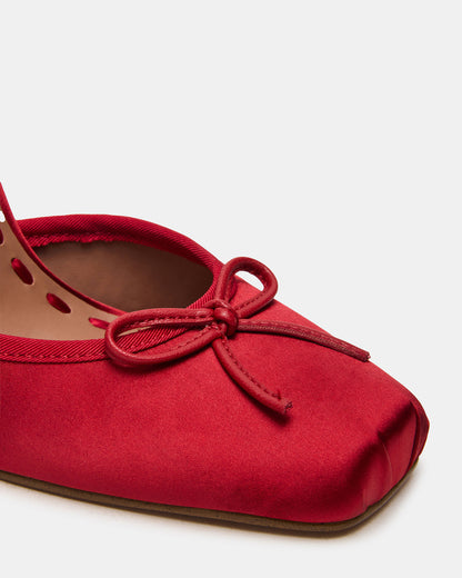 LARINA Red Satin Square-Toe Stiletto Pump Lace-Up Women's Heel | Steve Madden