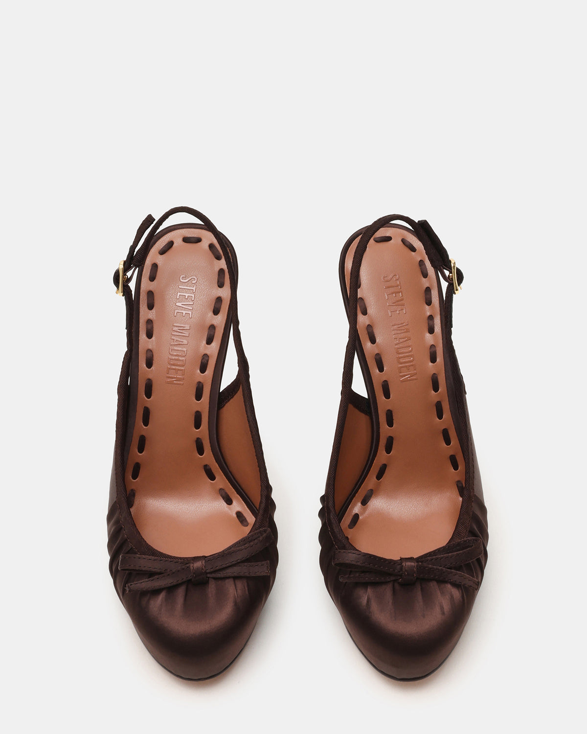 SOFIE Brown Satin Bow Slingback Platform Women's Heel | Steve Madden