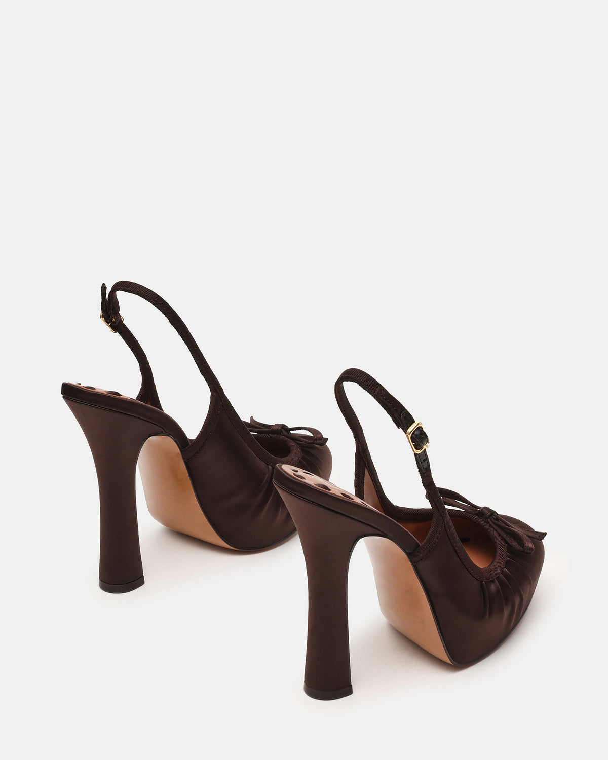 SOFIE Brown Satin Bow Slingback Platform Women's Heel | Steve Madden