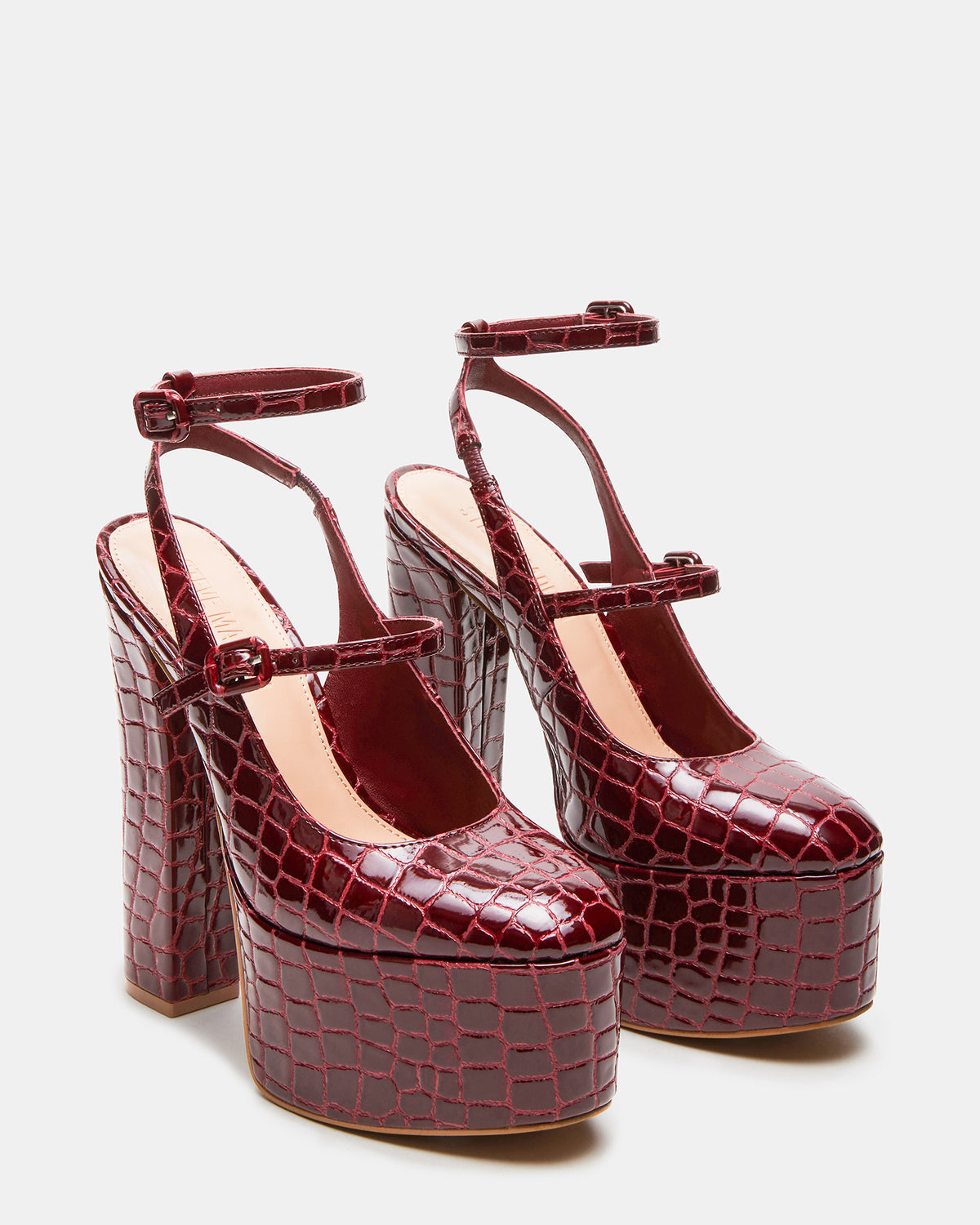SCOTLYN Red Crocodile Women's Platform Block Heel | Steve Madden