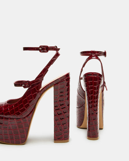 SCOTLYN Red Crocodile Women's Platform Block Heel | Steve Madden
