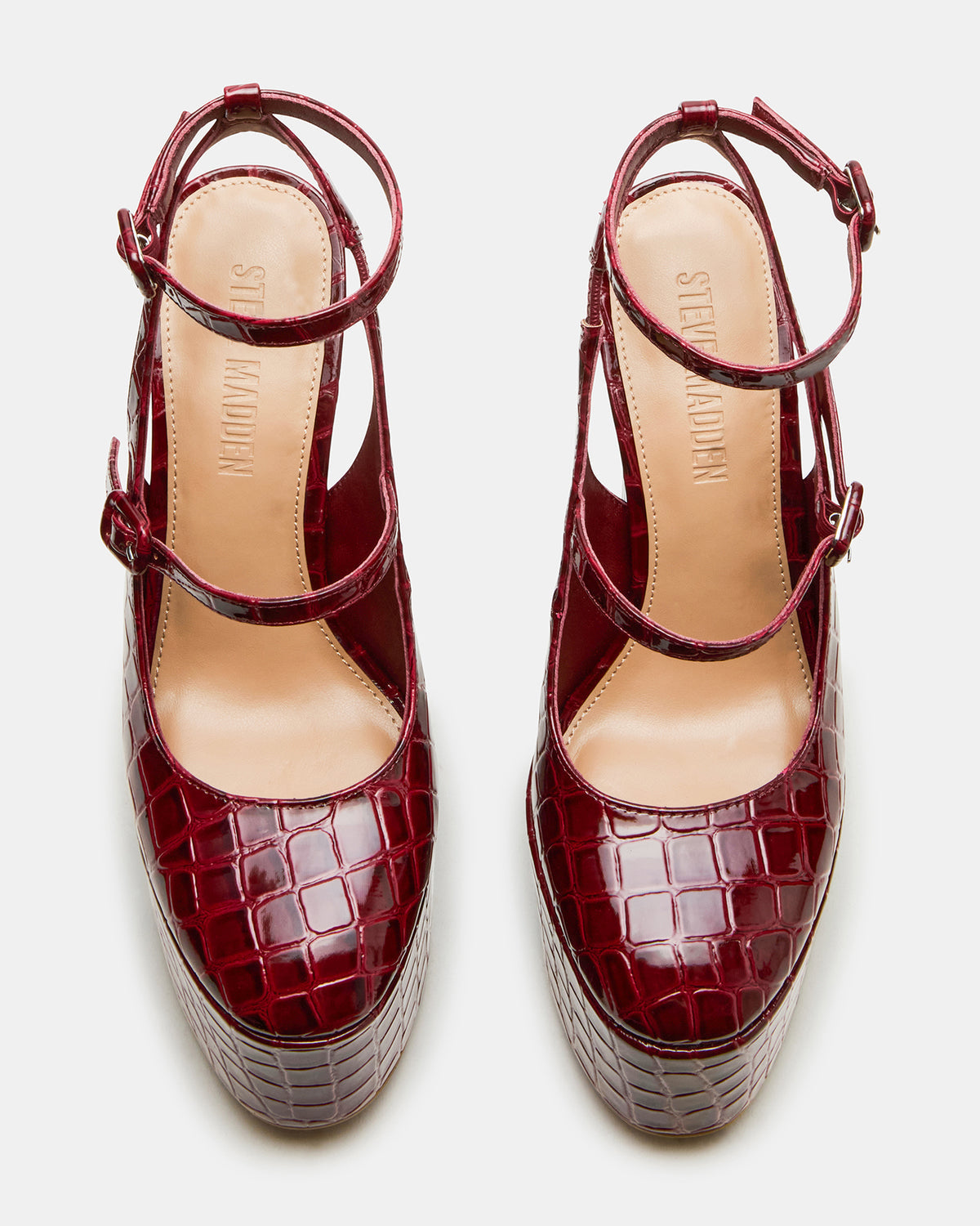 SCOTLYN Red Crocodile Women's Platform Block Heel | Steve Madden