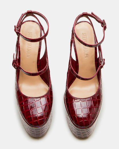 SCOTLYN Red Crocodile Women's Platform Block Heel | Steve Madden