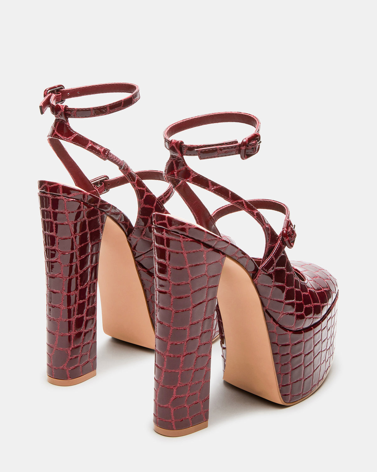 SCOTLYN Red Crocodile Women's Platform Block Heel | Steve Madden