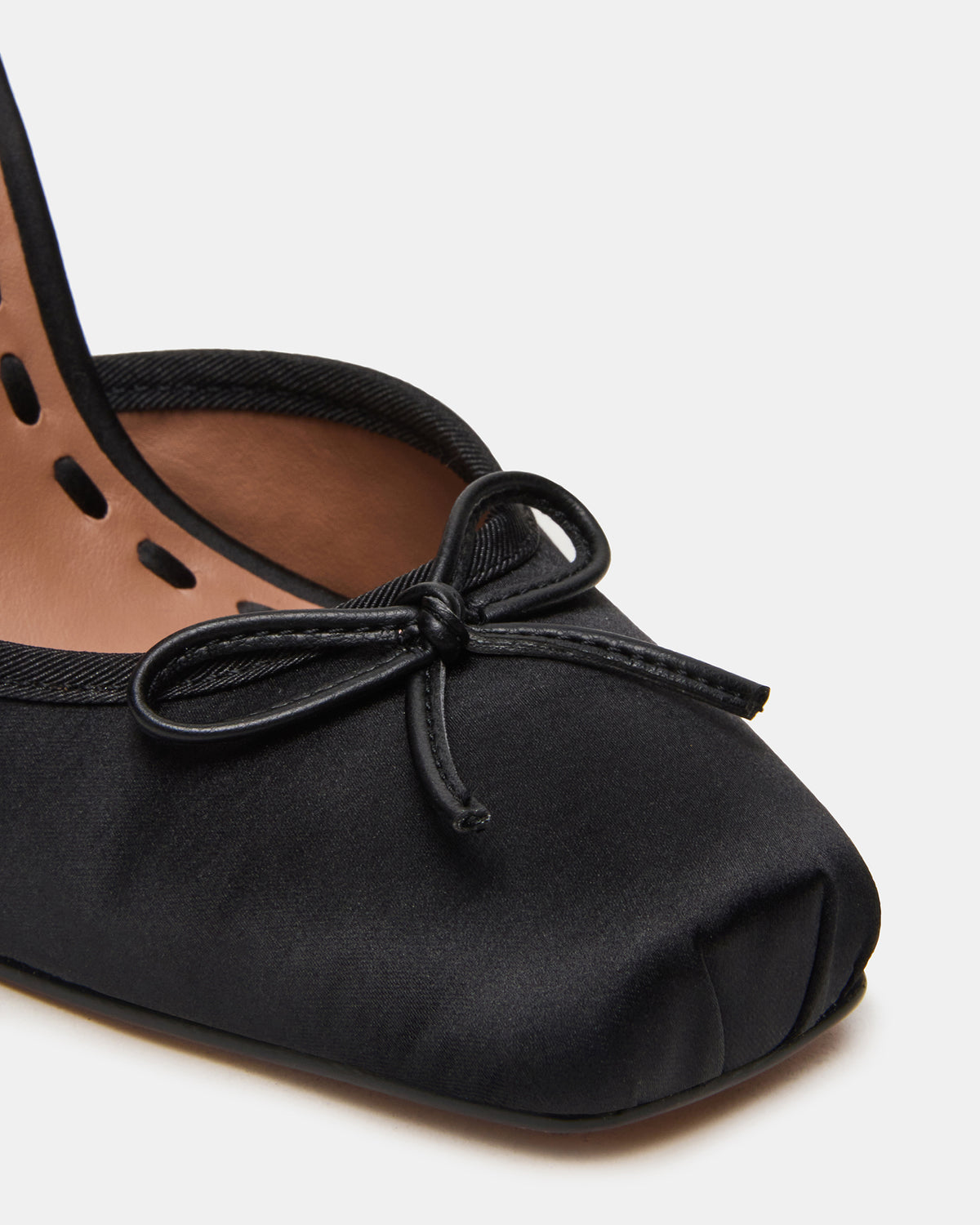 LARINA Black Satin Square-Toe Stiletto Pump Lace-Up Women's Heel | Steve Madden