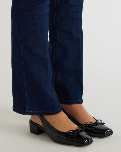 LOVED Black Crinkle Patent Square-Toe Slingback Ballet Women's Heel | Steve Madden