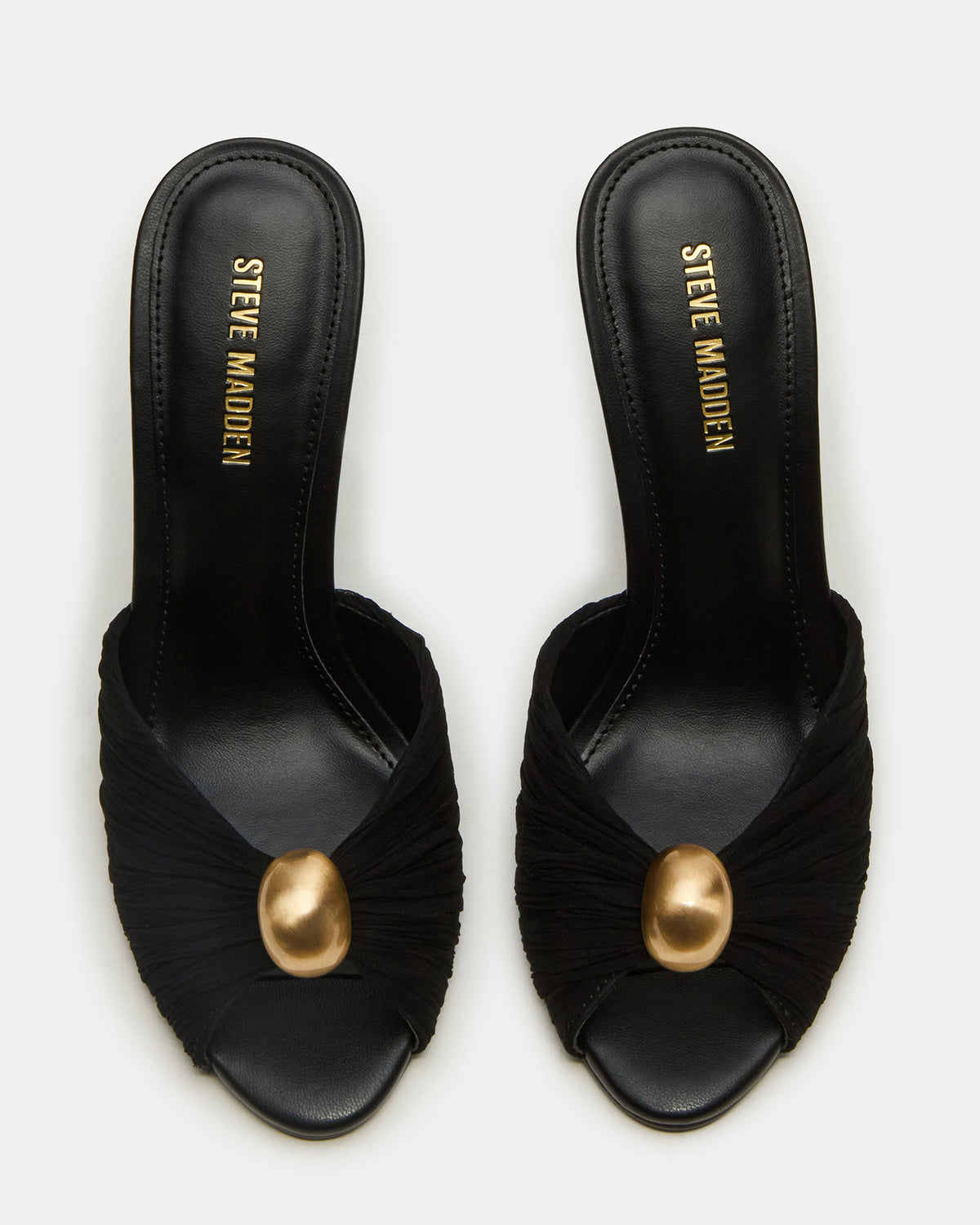 PRIYA Black/Gold Mule Women's Heel | Steve Madden