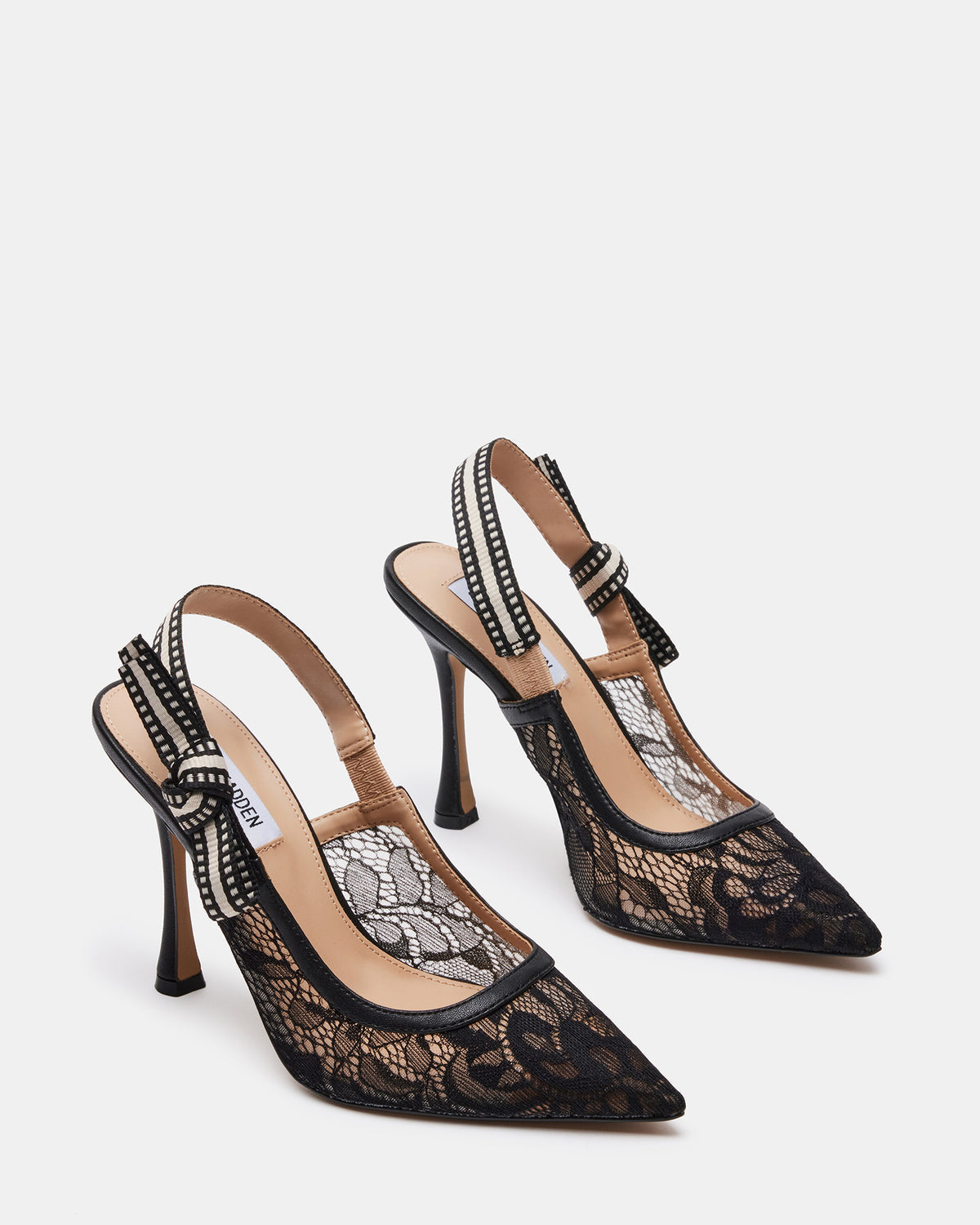 BRI Black Lace Slingback Pump Women's Heel | Steve Madden