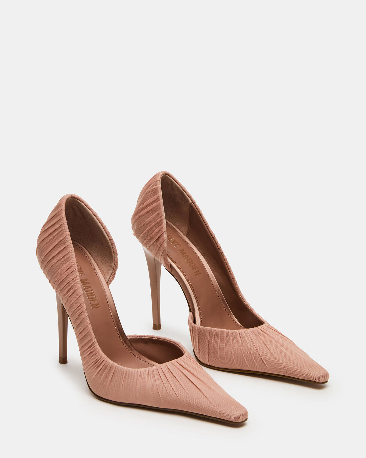 ELEGANT Mocha Ruched Pointed-Toe Stiletto Pump Women's Heel | Steve Madden