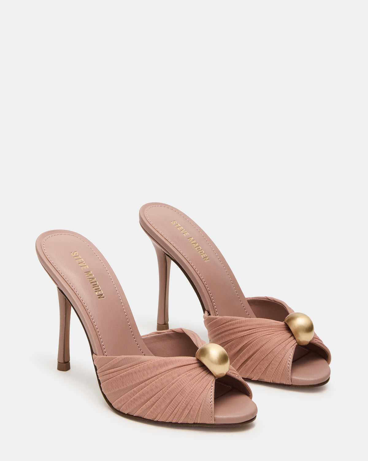 PRIYA Mocha/Gold Mule Women's Heel | Steve Madden