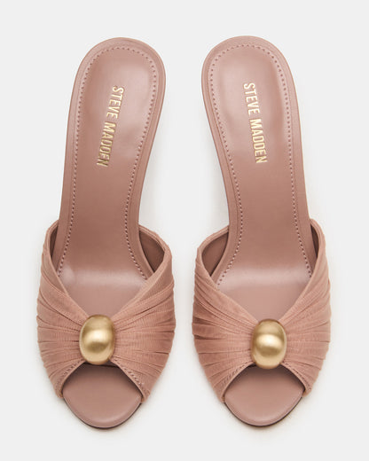 PRIYA Mocha/Gold Mule Women's Heel | Steve Madden