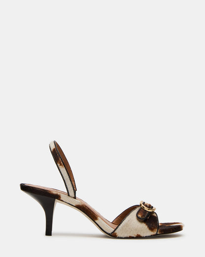 HENRIETTA Brown Cow Print Slingback Square-Toe Women's Heel | Steve Madden
