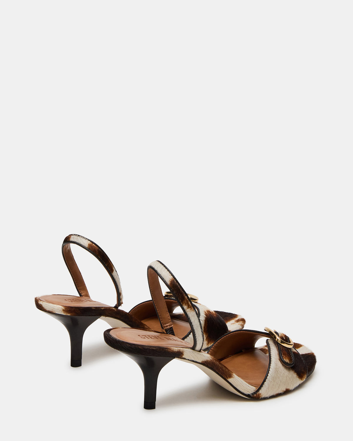 HENRIETTA Brown Cow Print Slingback Square-Toe Women's Heel | Steve Madden