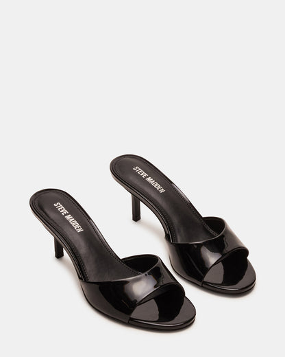 KENDRIX Black Leather Women's Mule Heel | Steve Madden
