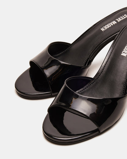 KENDRIX Black Leather Women's Mule Heel | Steve Madden