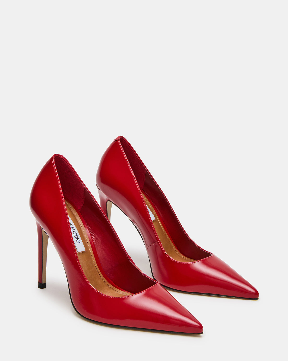 NOIR Red Leather Pointed-Toe Stiletto Pump Women's Heels | Steve Madden