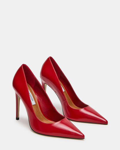 NOIR Red Leather Pointed-Toe Stiletto Pump Women's Heels | Steve Madden