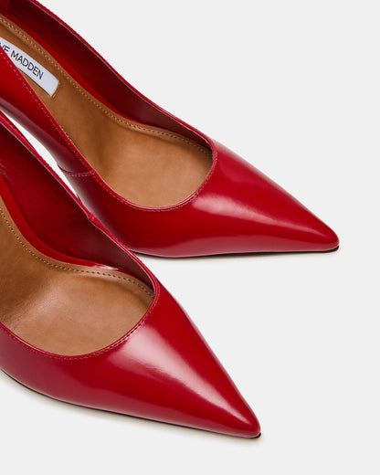 NOIR Red Leather Pointed-Toe Stiletto Pump Women's Heels | Steve Madden