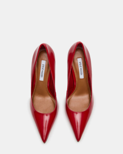 NOIR Red Leather Pointed-Toe Stiletto Pump Women's Heels | Steve Madden