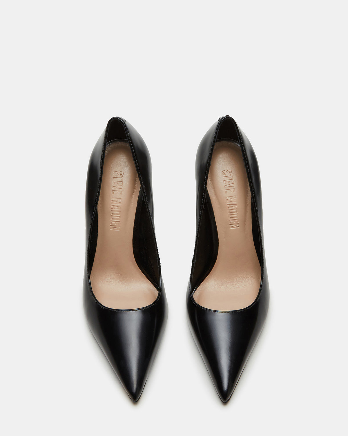 NOIR Black Leather Pointed-Toe Stiletto Pump Women's Heels | Steve Madden