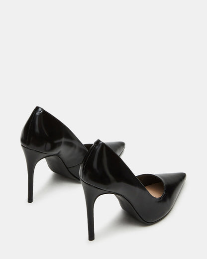 NOIR Black Leather Pointed-Toe Stiletto Pump Women's Heels | Steve Madden