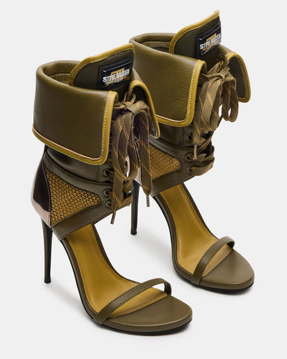 CASELLA Olive Open-Toe Stiletto Lace-Up Women's Heel | Steve Madden