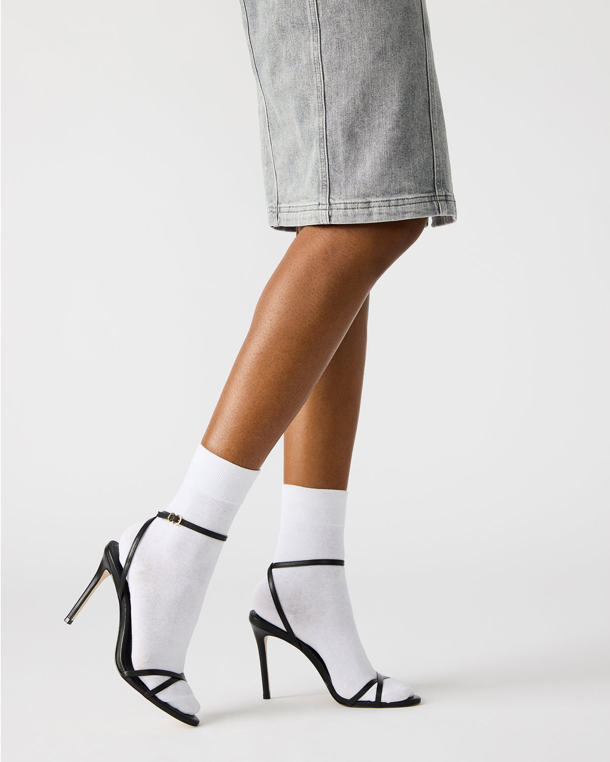JYPSEY Black Leather Strappy Stiletto Women's Heel | Steve Madden