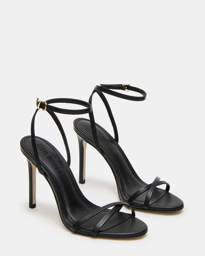 JYPSEY Black Leather Strappy Stiletto Women's Heel | Steve Madden
