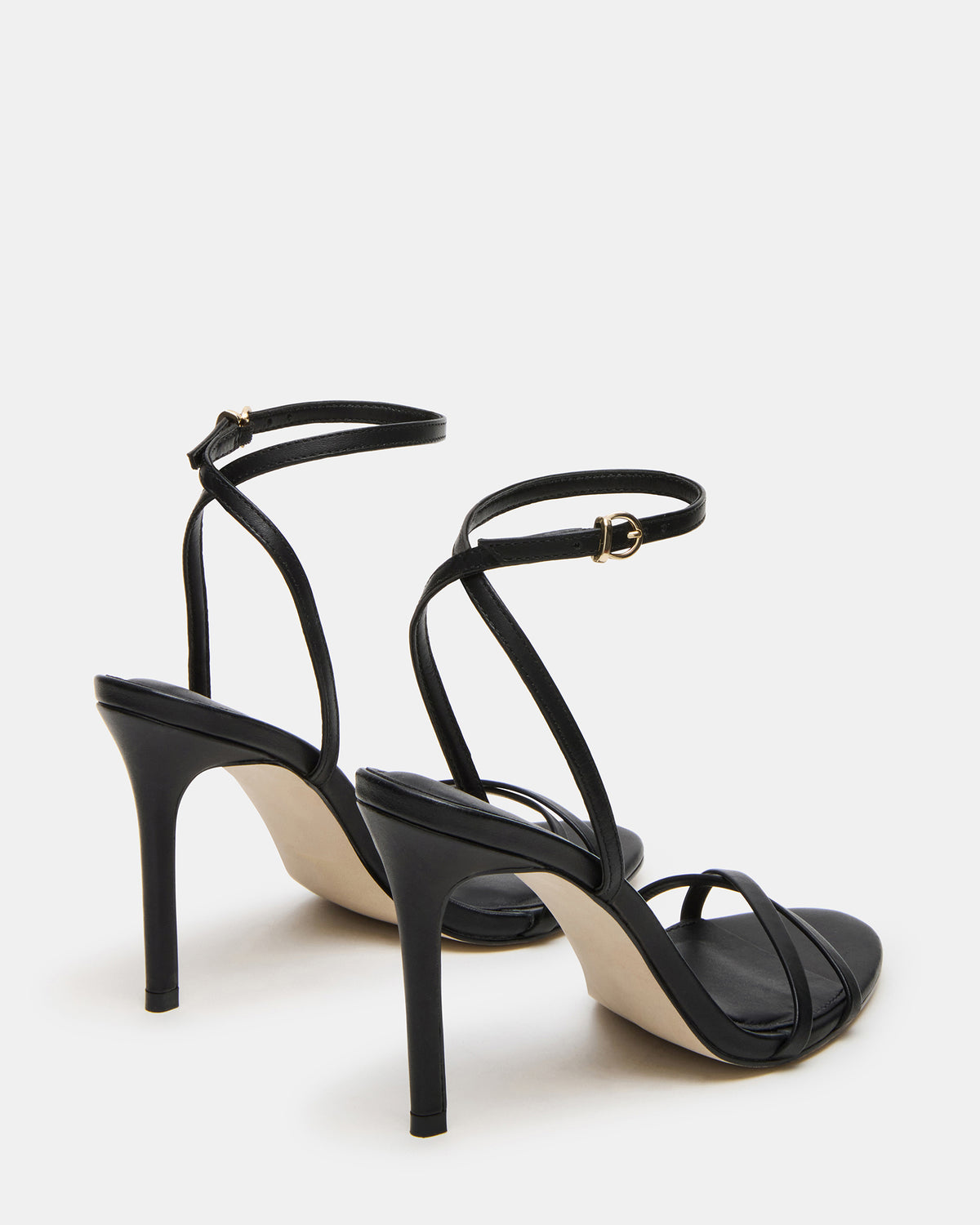 JYPSEY Black Leather Strappy Stiletto Women's Heel | Steve Madden