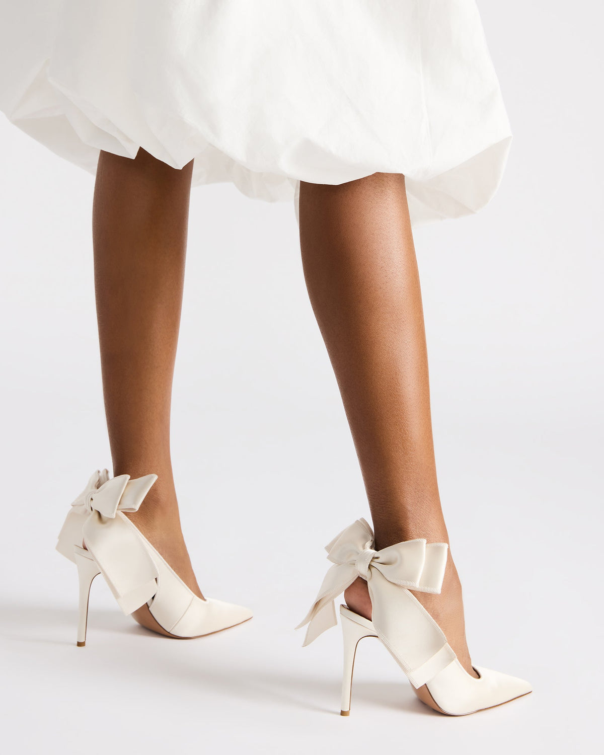 TEACUP Ivory Satin Women's Pointed-Toe Slingback Heel | Steve Madden