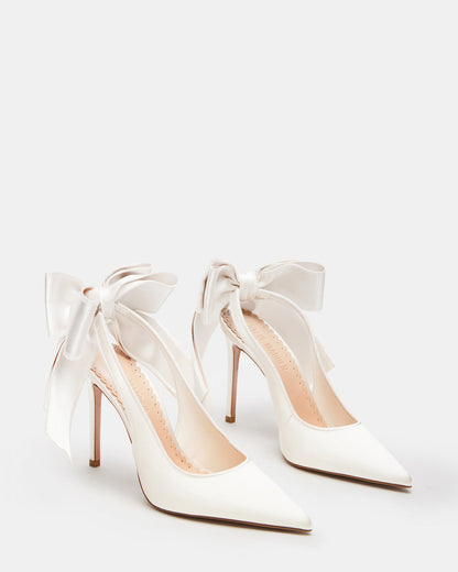 TEACUP Ivory Satin Women's Pointed-Toe Slingback Heel | Steve Madden