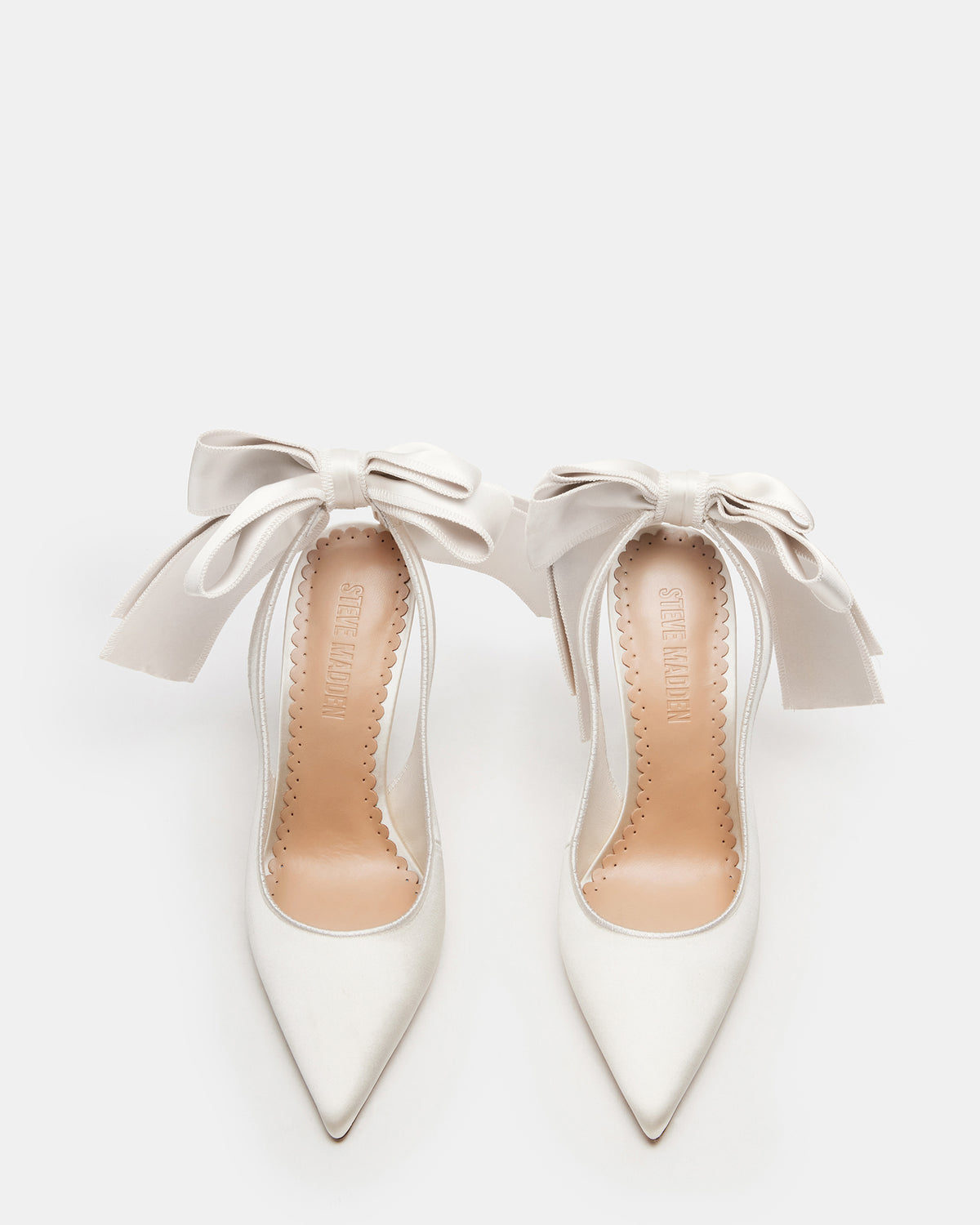 TEACUP Ivory Satin Women's Pointed-Toe Slingback Heel | Steve Madden