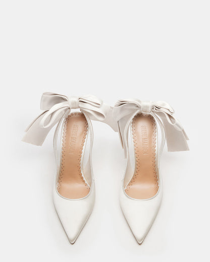 TEACUP Ivory Satin Women's Pointed-Toe Slingback Heel | Steve Madden