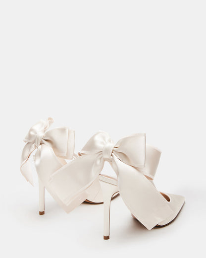 TEACUP Ivory Satin Women's Pointed-Toe Slingback Heel | Steve Madden