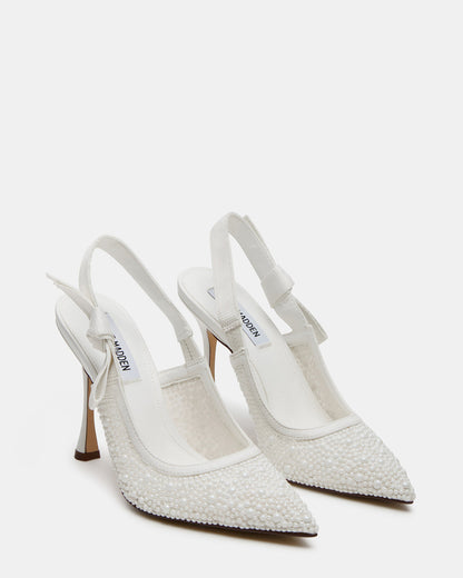 BRI White Lace Slingback Pump Women's Heel | Steve Madden