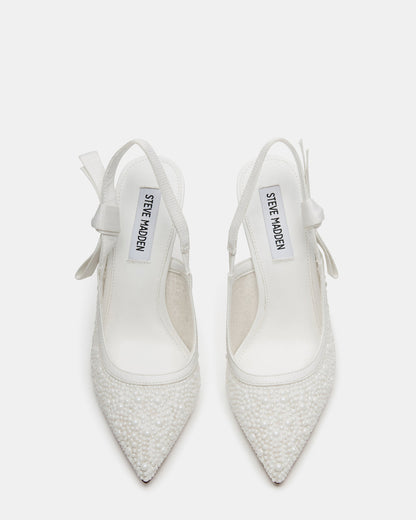 BRI White Lace Slingback Pump Women's Heel | Steve Madden