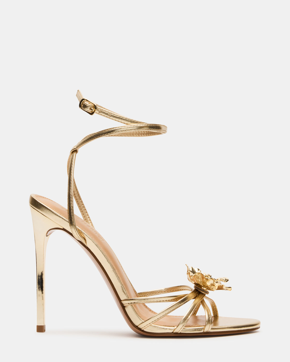 SWIRL Gold Strappy Stiletto Flower Women's Heel | Steve Madden
