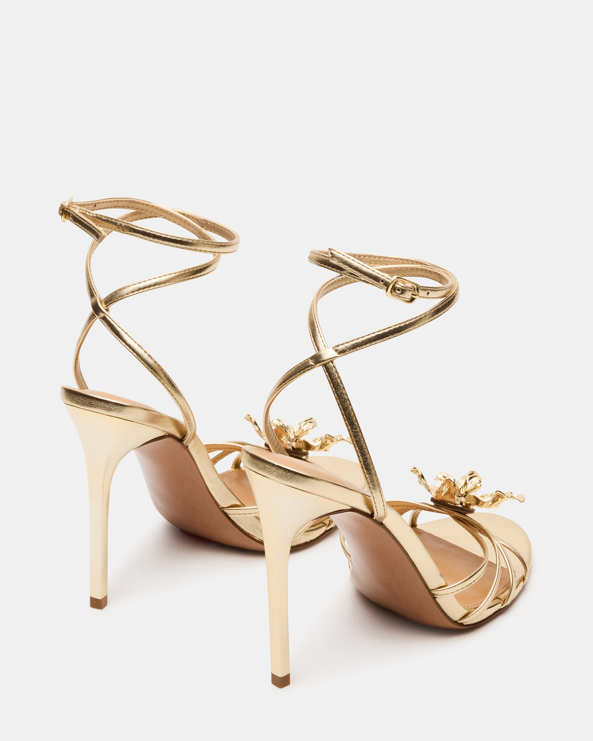 SWIRL Gold Strappy Stiletto Flower Women's Heel | Steve Madden